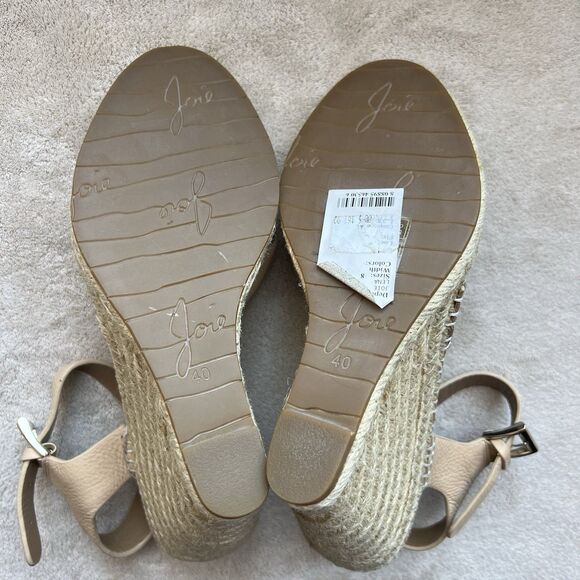 Joie Lena Tan Leather Wedge Sandal Women EU 40 US 9 - 9.5 Jute Espadrille Beach - Picture 15 of 16